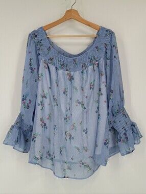DC Jeans Off the Shoulder Floral Stripe Blouse